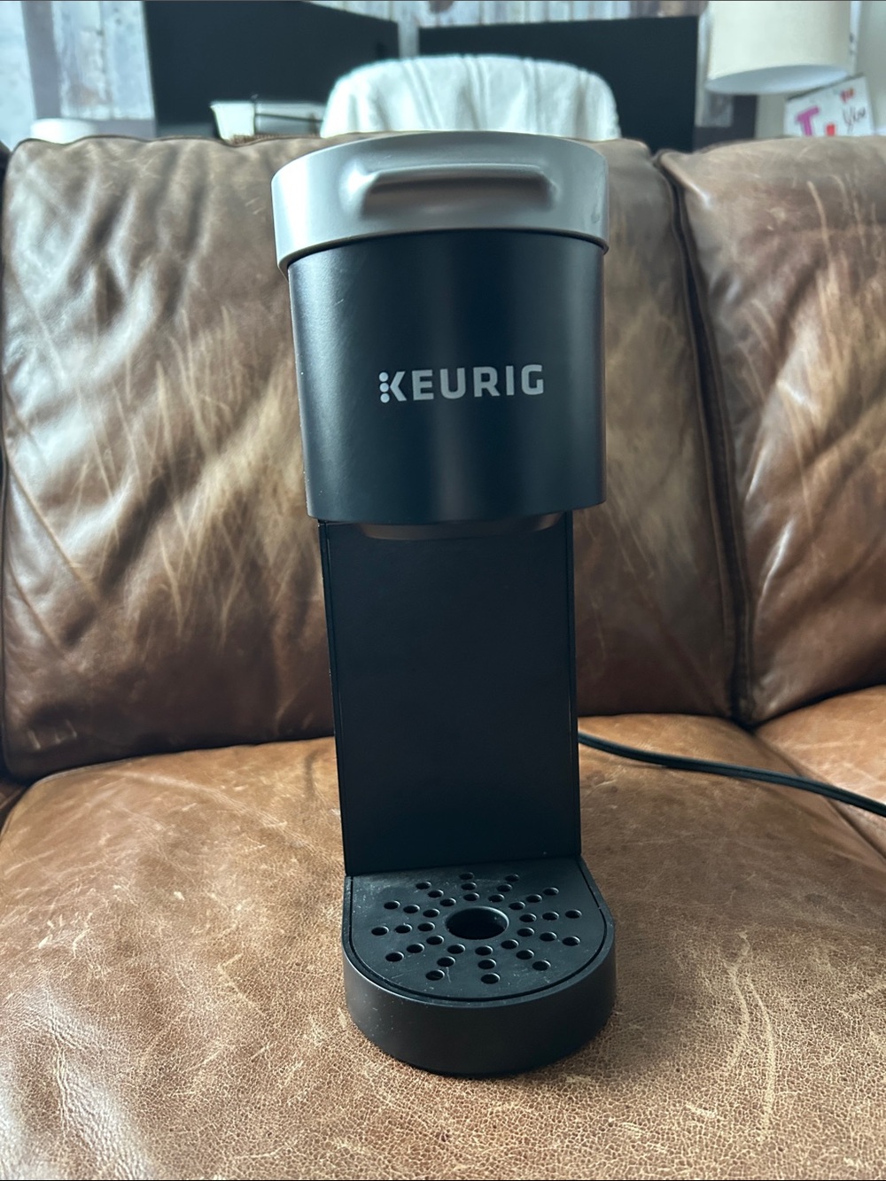Keurig Black Coffee Maker with Silver Lid Accent